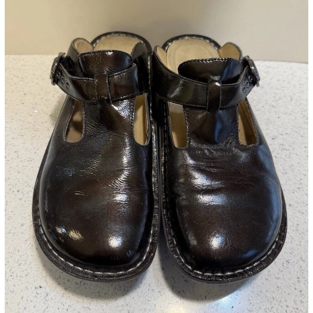 Alegria Pg Lite Alg 101 Womens Size 39 Brown Patent Leather Clogs Us 9